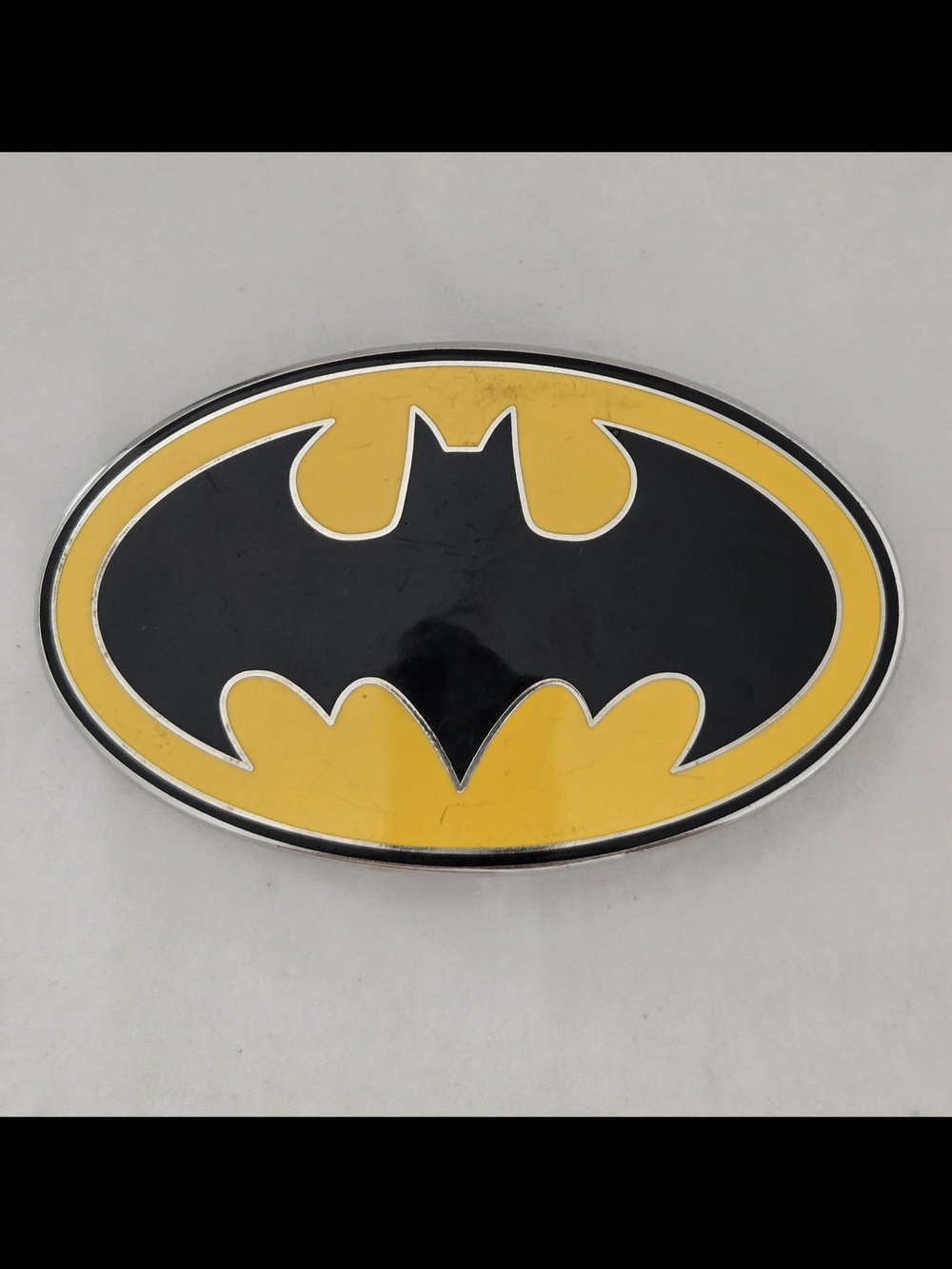 Vintage DC Comics Batman Yellow and Black Oval Belt Buckle